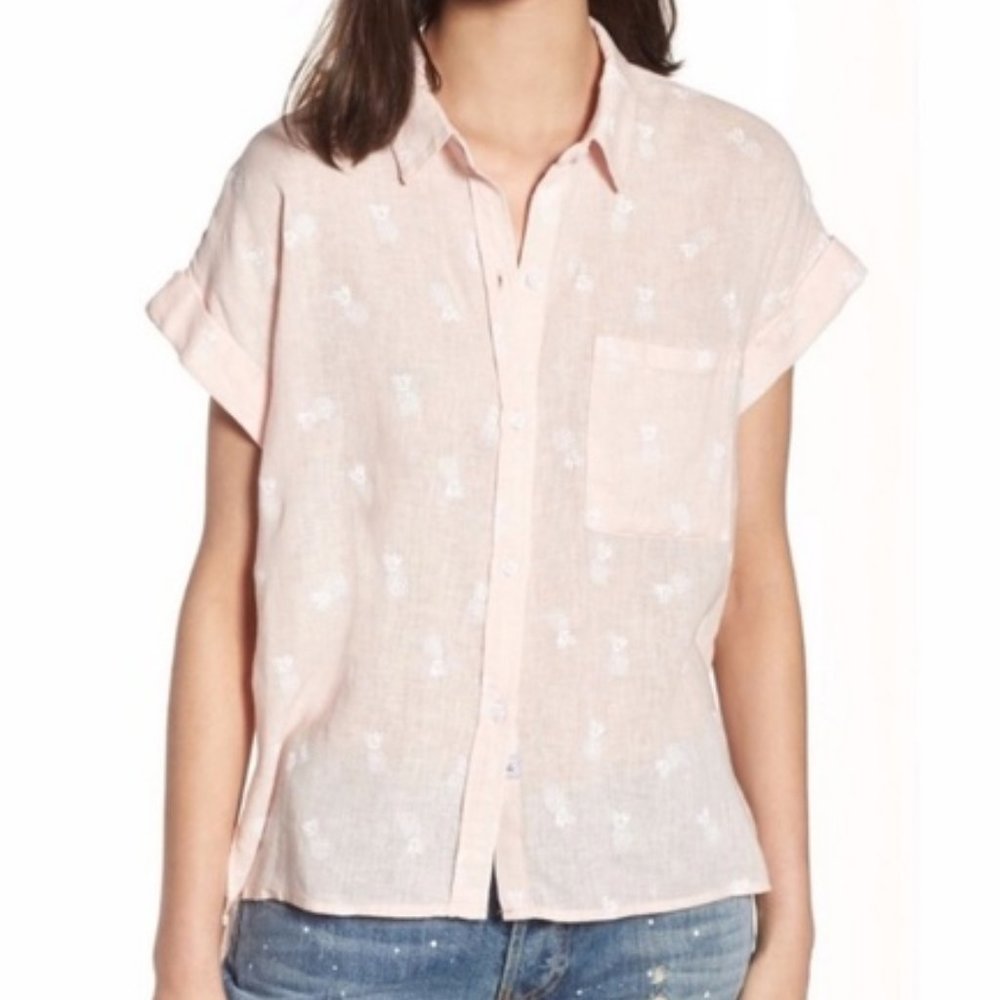 RAILS Whitney Blush Pink White Pineapples Top sz M
